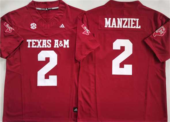 Men%27s Texas A&M Aggies Lions #2 Johnny Manziel Red 2025 F.U.S.E. Stitched Jersey